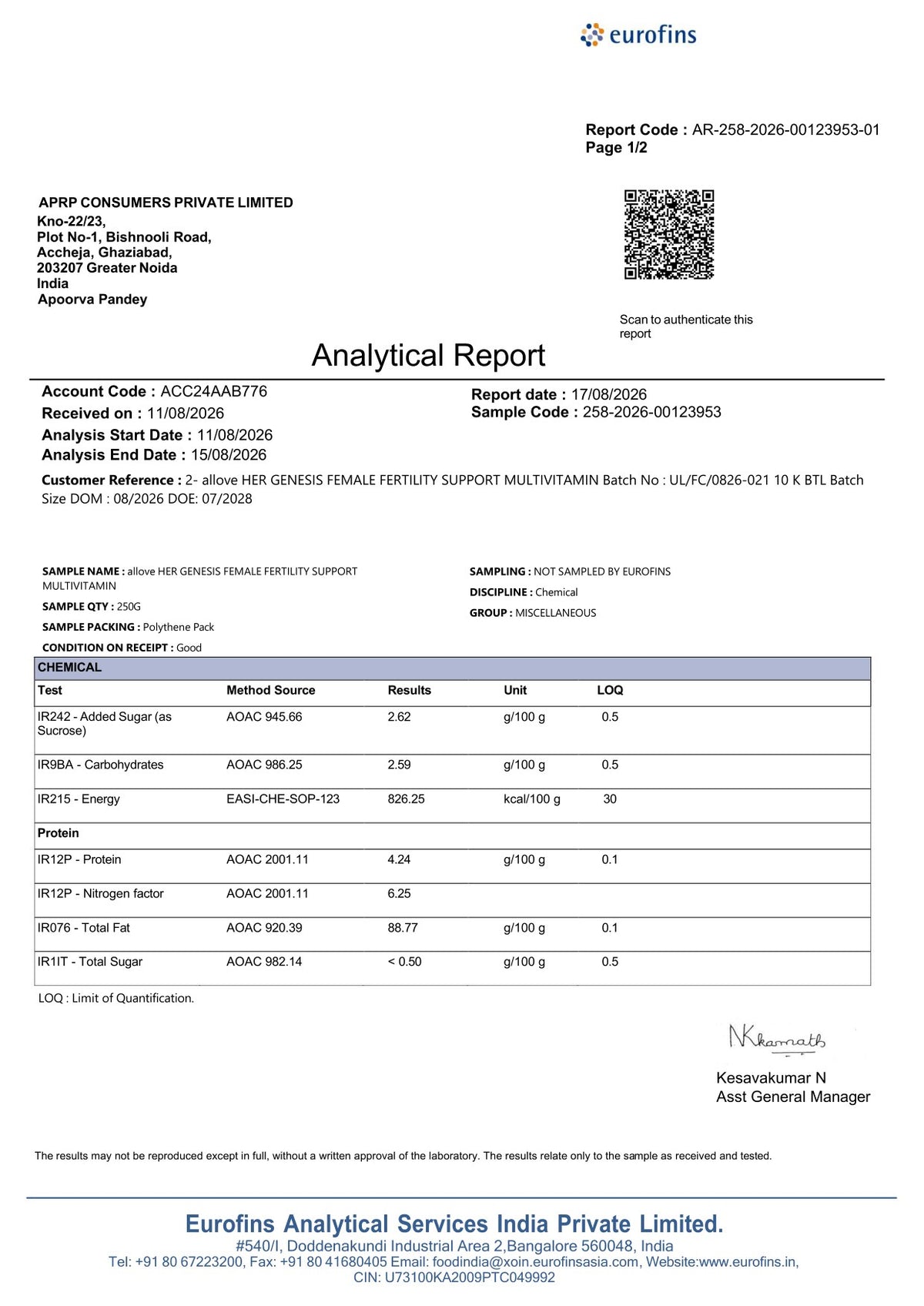 Her Genesis lab report